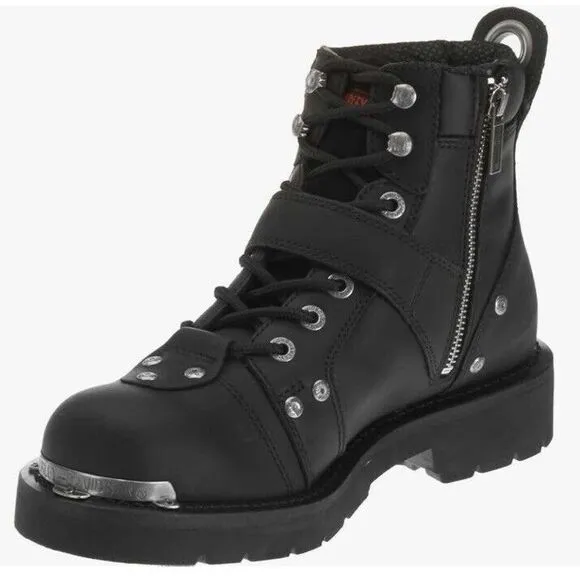 Harley-Davidson Men's Sz 8.5 Brake Buckle Black Motorcycle Boots- MSRP: $169.00