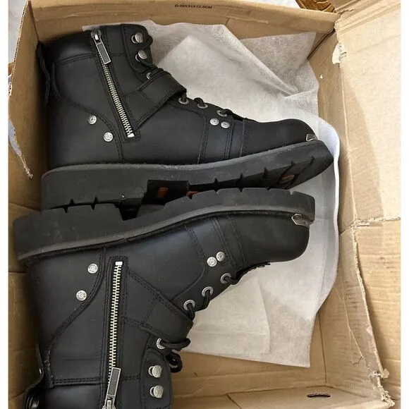 Harley-Davidson Men's Sz 8.5 Brake Buckle Black Motorcycle Boots- MSRP: $169.00