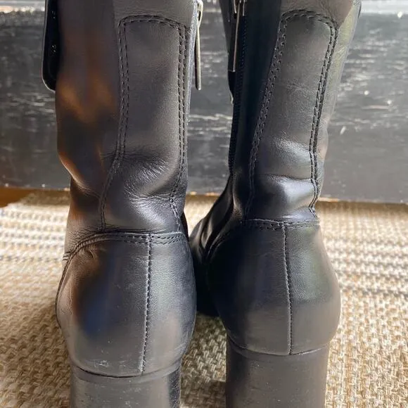 Harley-Davidson Studded Womens Biker Motorcycle Riding‎ Boots Black Leather 39 8