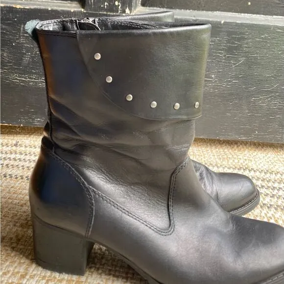 Harley-Davidson Studded Womens Biker Motorcycle Riding‎ Boots Black Leather 39 8