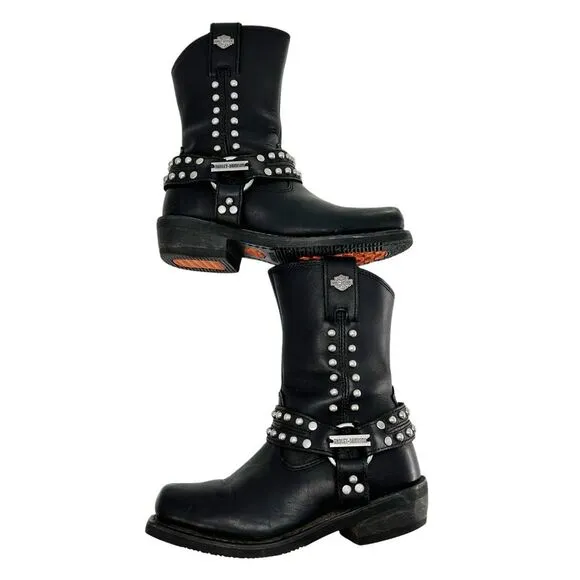 Harley-Davidson Women’s Linnea Leather Motorcycle Boots Black Size 6.5