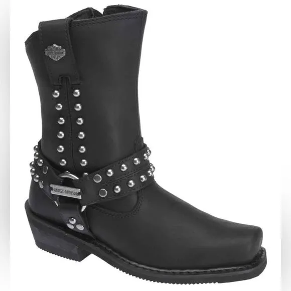 Harley-Davidson Women’s Linnea Leather Motorcycle Boots Black Size 6.5