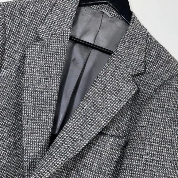 Harris Tweed x Stafford 100% Wool Blazer Jacket in Grey Microcheck Fleck Mens 42