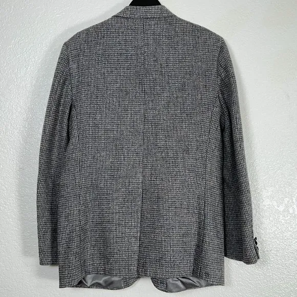 Harris Tweed x Stafford 100% Wool Blazer Jacket in Grey Microcheck Fleck Mens 42