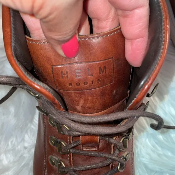 Helm “The Charlie” Men's Brown Leather High-Top Boots/ Shoes
