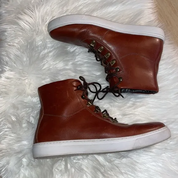 Helm “The Charlie” Men's Brown Leather High-Top Boots/ Shoes