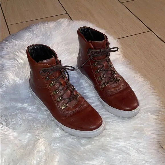 Helm “The Charlie” Men's Brown Leather High-Top Boots/ Shoes