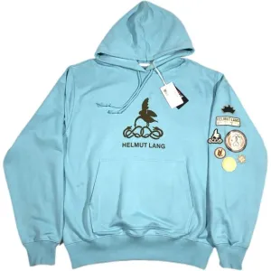 HELMUT LANG SOCIETAS Patches HOODIE Sweater Pullover Size Large L Blue B34
