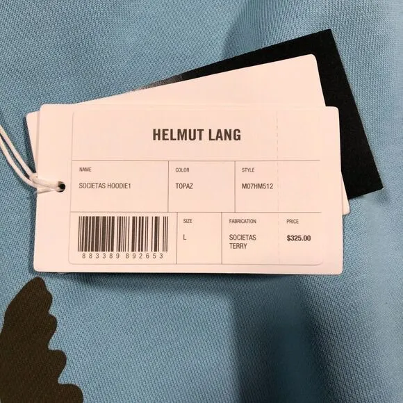 HELMUT LANG SOCIETAS Patches HOODIE Sweater Pullover Size Large L Blue B34