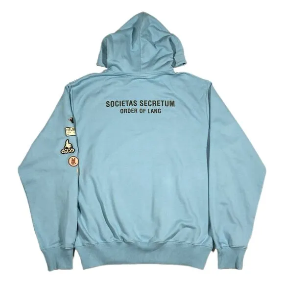 HELMUT LANG SOCIETAS Patches HOODIE Sweater Pullover Size Large L Blue B34