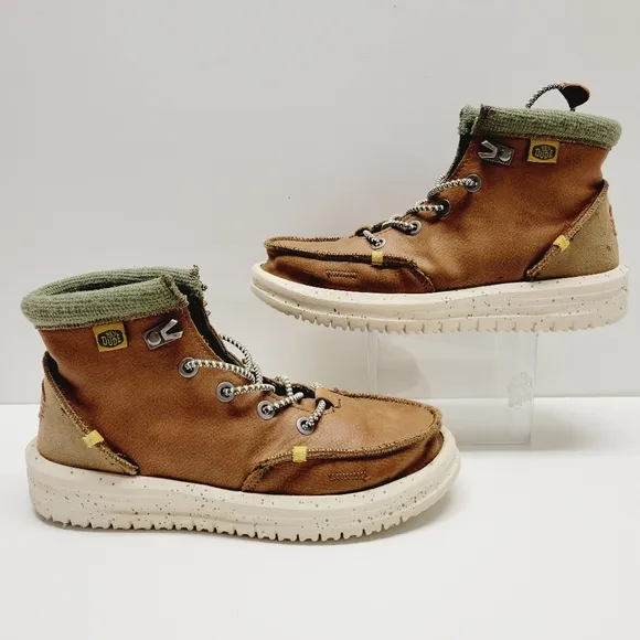 Hey Dude Bradley Brown Leather Ankle Chukka Boots Youth Size 2