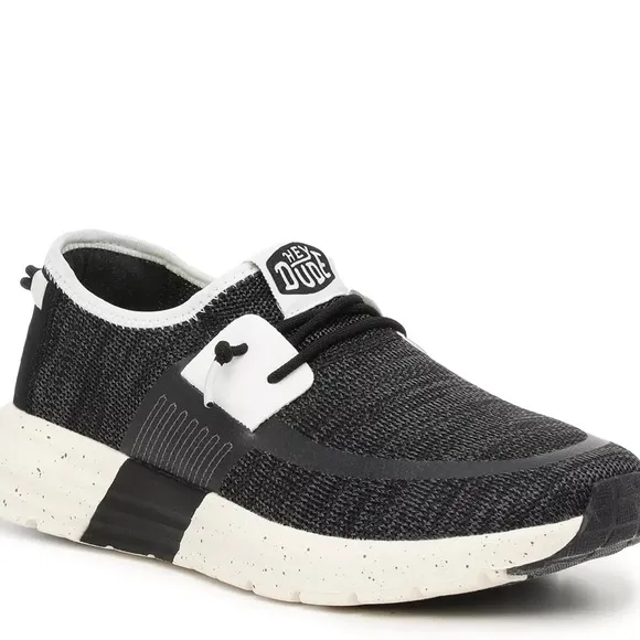 HEY DUDE Sirocco Sport Mode Slip-On Black &amp; White Sneakers Size 13 NEW