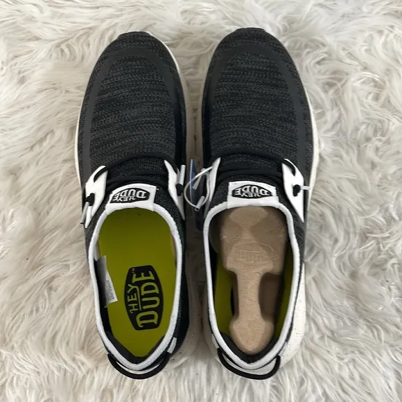 HEY DUDE Sirocco Sport Mode Slip-On Black &amp; White Sneakers Size 13 NEW