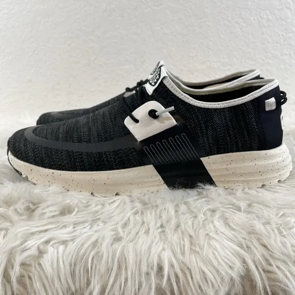 HEY DUDE Sirocco Sport Mode Slip-On Black &amp; White Sneakers Size 13 NEW