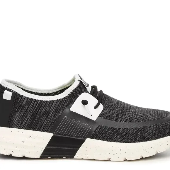 HEY DUDE Sirocco Sport Mode Slip-On Black &amp; White Sneakers Size 13 NEW