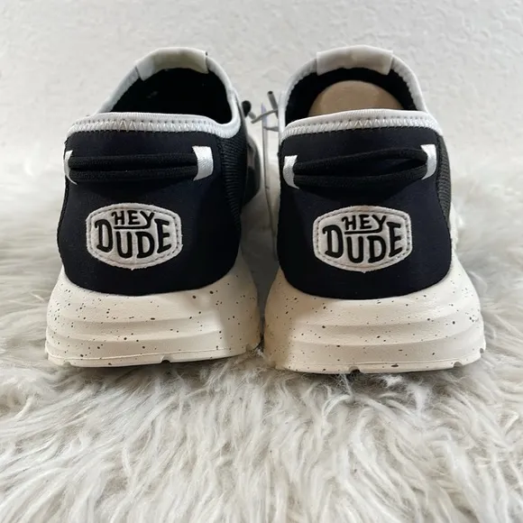 HEY DUDE Sirocco Sport Mode Slip-On Black &amp; White Sneakers Size 13 NEW