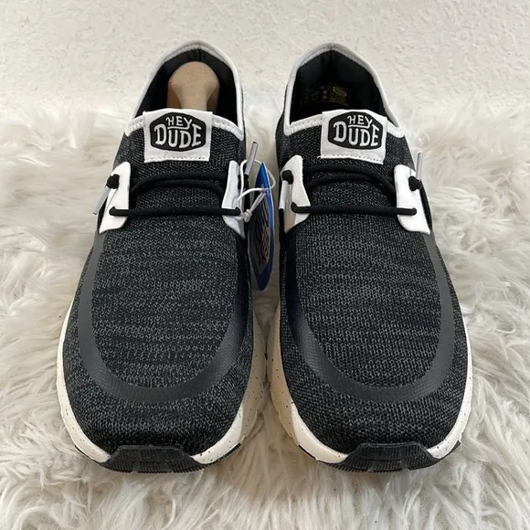 HEY DUDE Sirocco Sport Mode Slip-On Black &amp; White Sneakers Size 13 NEW