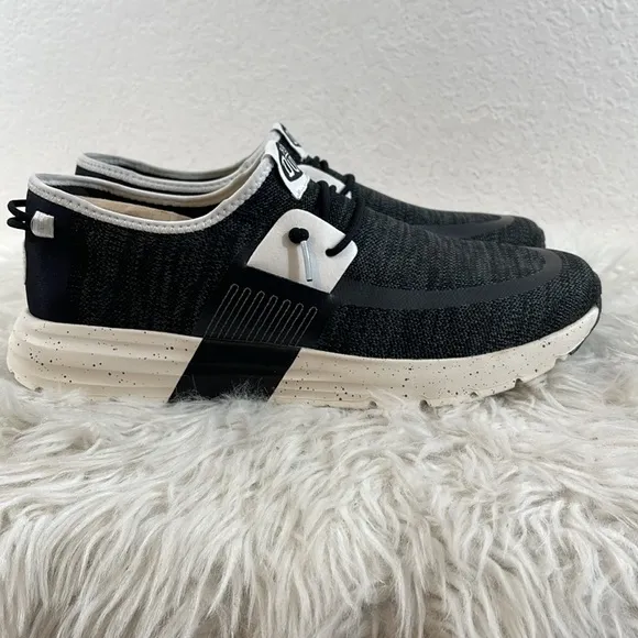 HEY DUDE Sirocco Sport Mode Slip-On Black &amp; White Sneakers Size 13 NEW