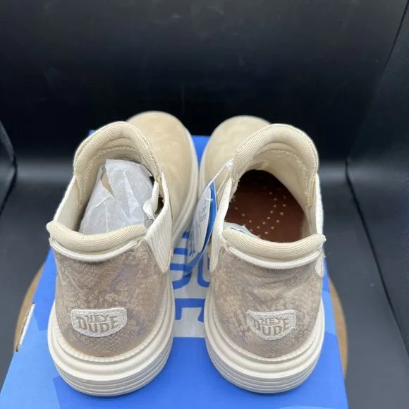 Hey Dude Womens Size 6 Branson Suede Novelty Casual Boots Sand Snake Tan Shoes
