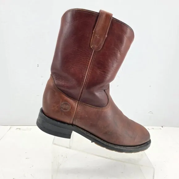 HH Double H Mens Brown Leather Boots  Aeroglide 7 Oil Resistant DSS Sz 9 D