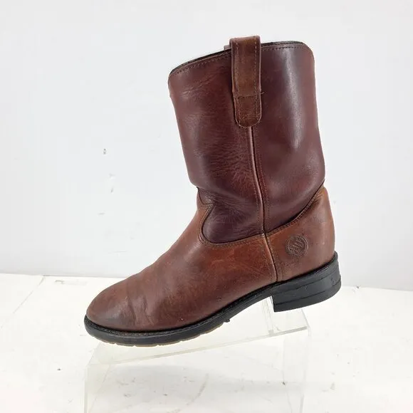 HH Double H Mens Brown Leather Boots  Aeroglide 7 Oil Resistant DSS Sz 9 D