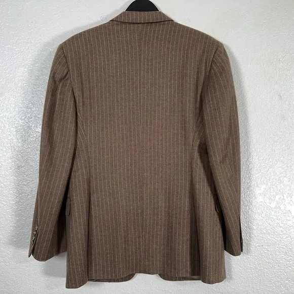 Hickey Freeman Madison Worsted Wool Pinstripe Blazer in Brown Men's Size 44R