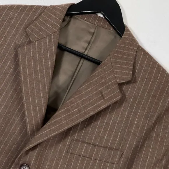 Hickey Freeman Madison Worsted Wool Pinstripe Blazer in Brown Men's Size 44R