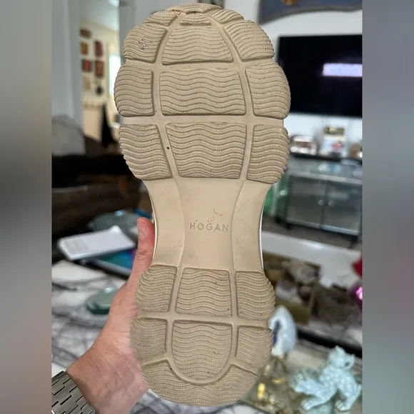 Hogan Chunky Sneakers in Ivory Tan and Pink 38 1/2 (US size 8)