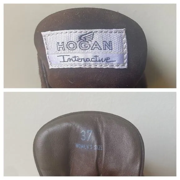 HOGAN Interactive Suede Sneakers Women Italy Size 37 US Size 7 Dark Brown $350