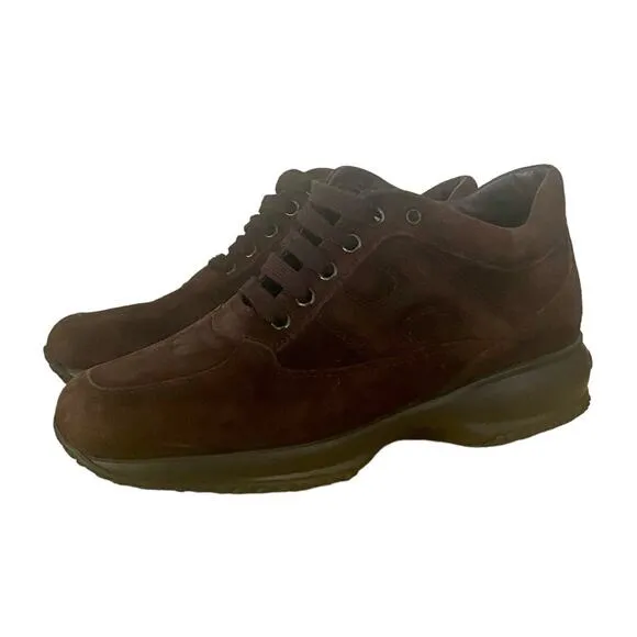 HOGAN Interactive Suede Sneakers Women Italy Size 37 US Size 7 Dark Brown $350