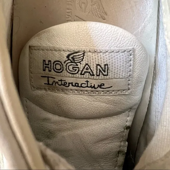 HOGAN Interactive White Silver Sequin Sneakers 34