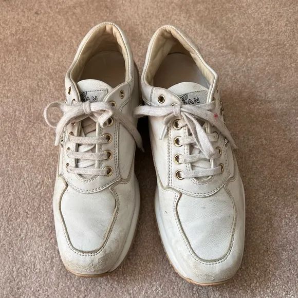 HOGAN Interactive White Silver Sequin Sneakers 34