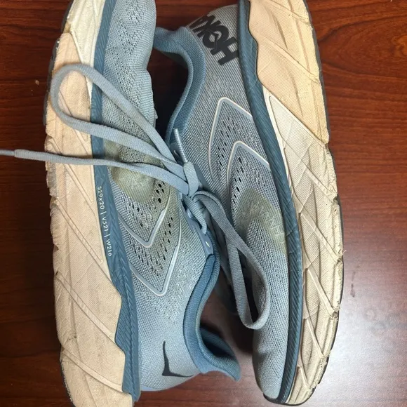 Hoka Athletic Shoes in Light Blue and White
