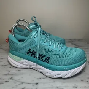 Hoka Bondi 7 Blue And White Athletic Running Shoes Women’s Size 6.5