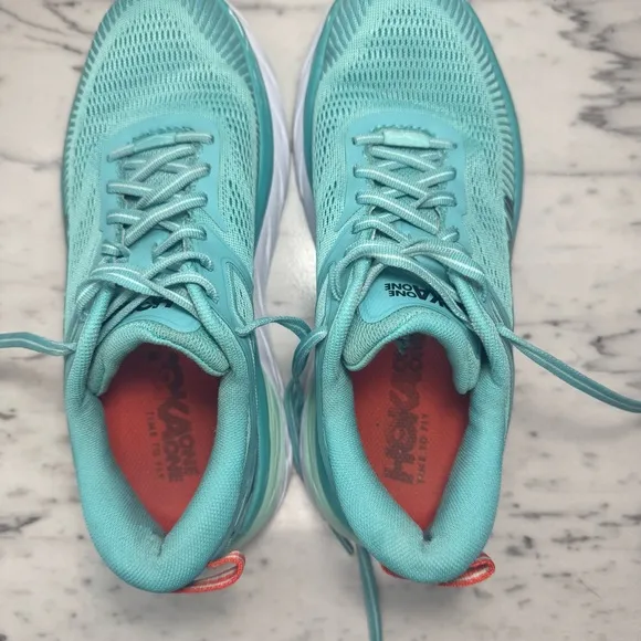 Hoka Bondi 7 Blue And White Athletic Running Shoes Women’s Size 6.5