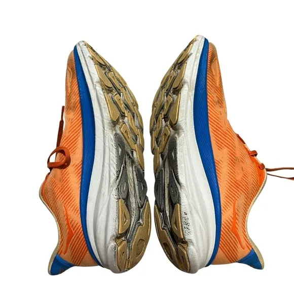 Hoka Clifton 9 Men’s Running Shoe Blue Vibrant Orange Meta Rocker Sneakers