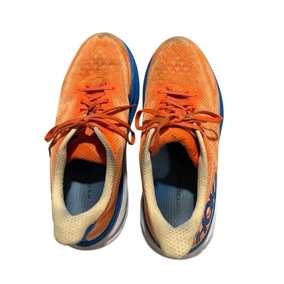 Hoka Clifton 9 Men’s Running Shoe Blue Vibrant Orange Meta Rocker Sneakers
