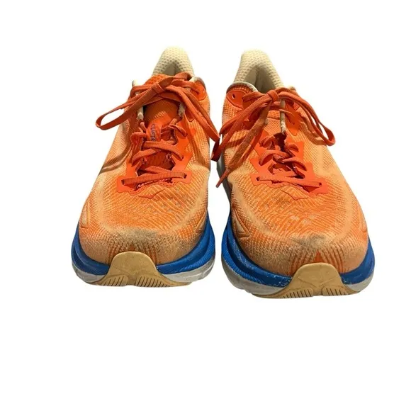 Hoka Clifton 9 Men’s Running Shoe Blue Vibrant Orange Meta Rocker Sneakers