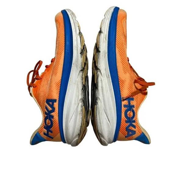 Hoka Clifton 9 Men’s Running Shoe Blue Vibrant Orange Meta Rocker Sneakers