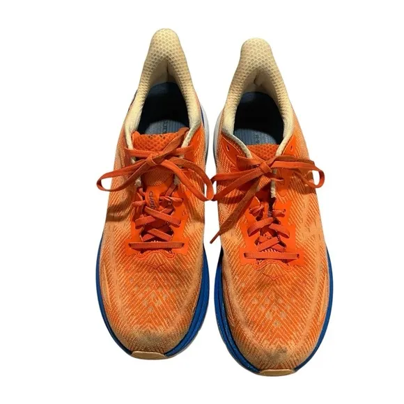 Hoka Clifton 9 Men’s Running Shoe Blue Vibrant Orange Meta Rocker Sneakers