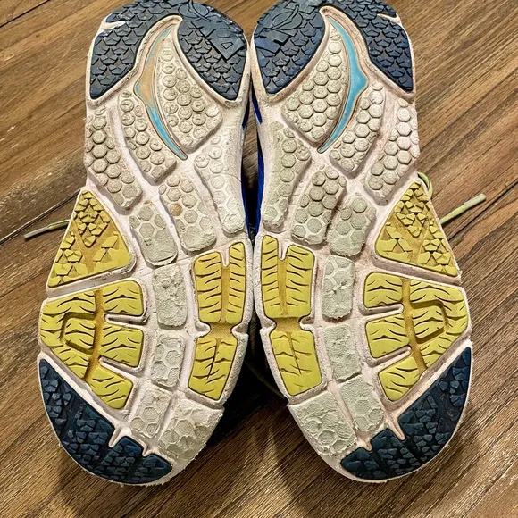 Hoka One One Bondi 4 Men's Size 12 Running Athletic Sneakers Blue Yellow Shoe