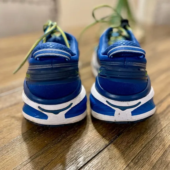 Hoka One One Bondi 4 Men's Size 12 Running Athletic Sneakers Blue Yellow Shoe