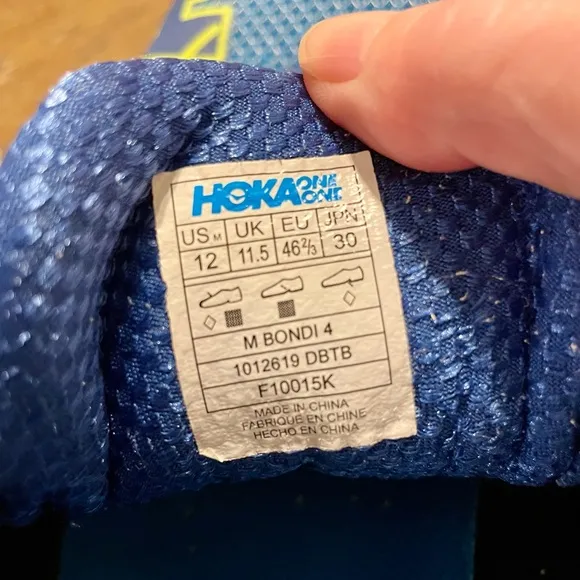 Hoka One One Bondi 4 Men's Size 12 Running Athletic Sneakers Blue Yellow Shoe