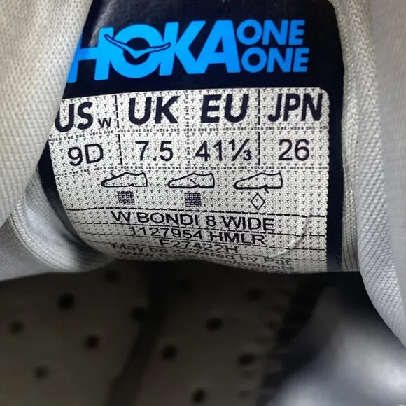 Hoka One One Bondi 8 Harbor Mist Womens Gray Size 9 D Running Shoes NO INSOLES