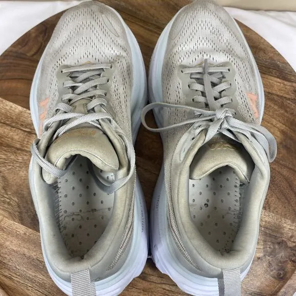 Hoka One One Bondi 8 Harbor Mist Womens Gray Size 9 D Running Shoes NO INSOLES