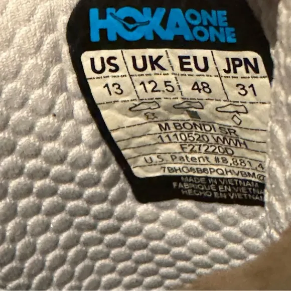 Hoka One One Bondi SR Mens Size 13 White Slip Resistant Sneakers Shoes 1110520