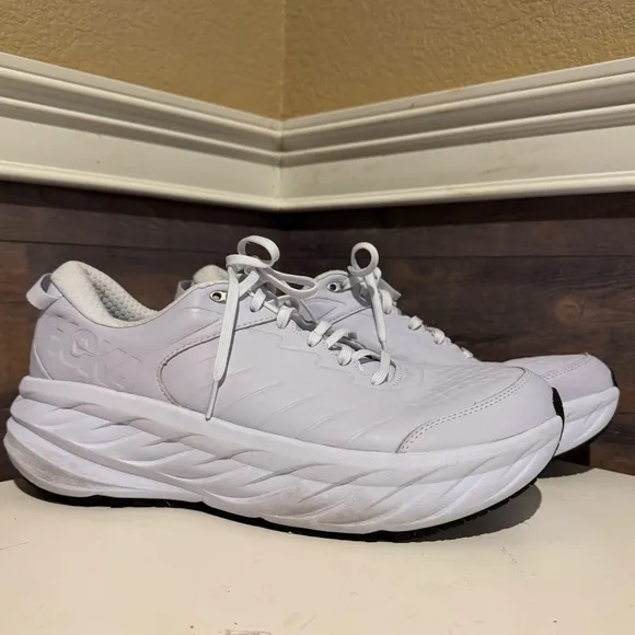 Hoka One One Bondi SR Mens Size 13 White Slip Resistant Sneakers Shoes 1110520