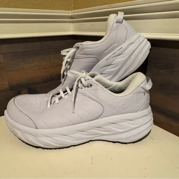 Hoka One One Bondi SR Mens Size 13 White Slip Resistant Sneakers Shoes 1110520