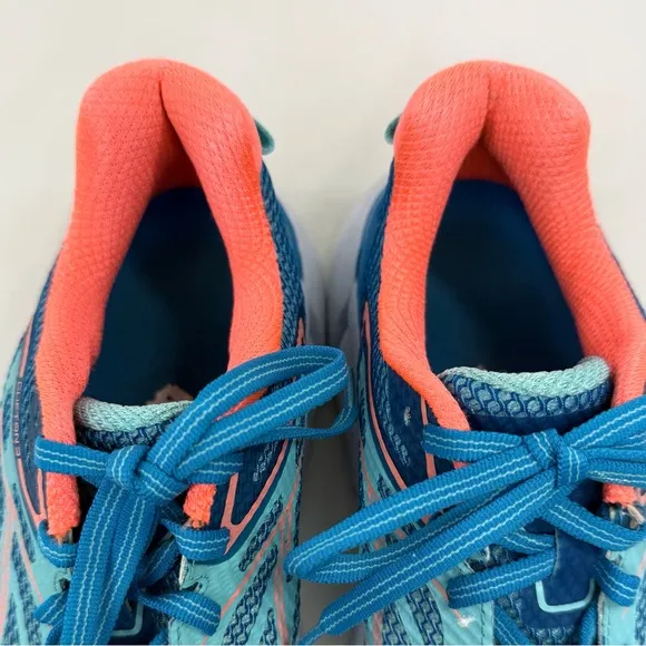 Hoka One One Clifton 3 Blue Neon Orange Athletic Running Performance Sneakers