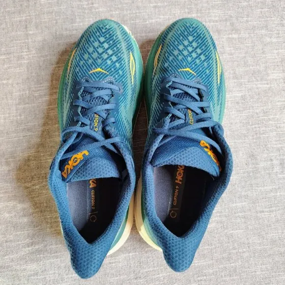 Hoka One One Clifton 9 Running Shoes Mens Size 13 D Blue White 1127895 MCN